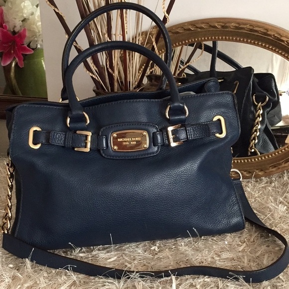 Michael Kors Hamilton Navy Blue Large Satchel Bag - Picture 1 of 13